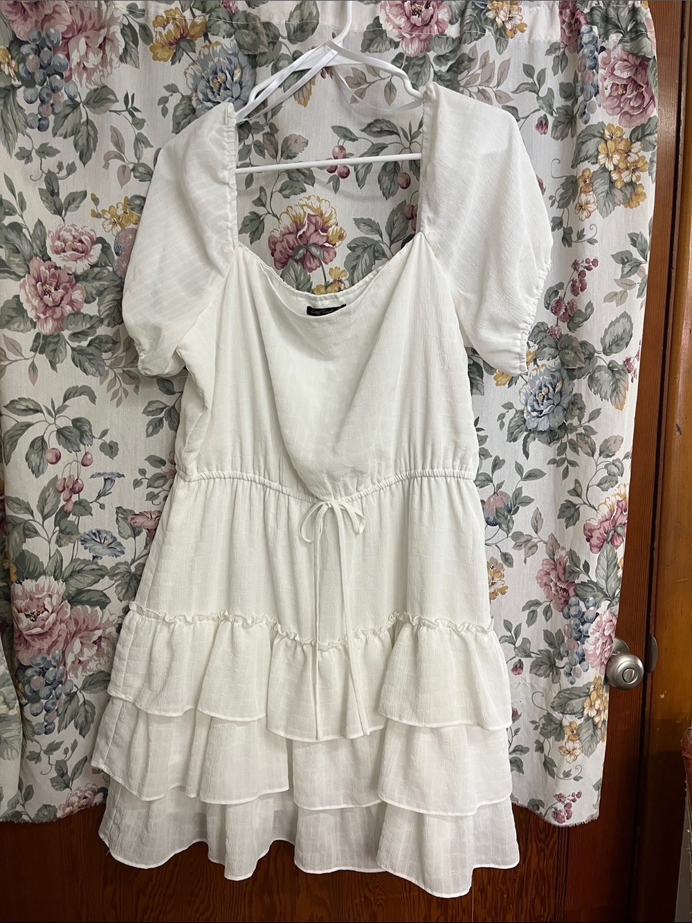 City Triangles White Tiered Mini Dress